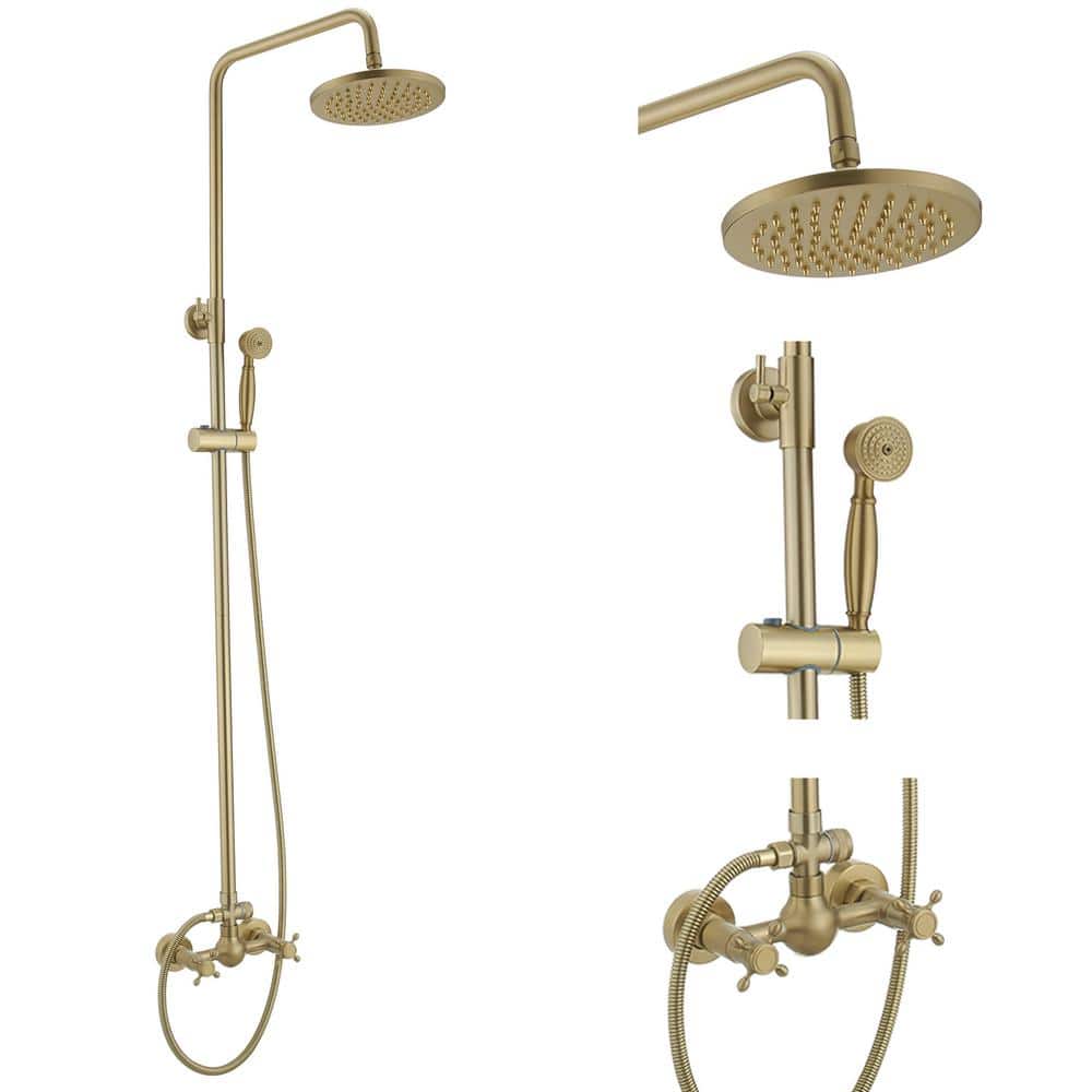 BWE 2-Spray Wall Bar Shower Kit 8 in. Round Rain Shower Head