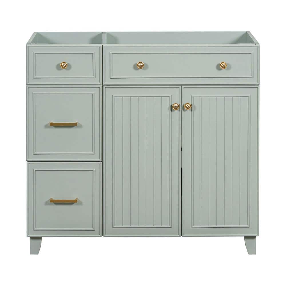 36 in. W x 17.87 in. D x 33.31 in. H Bath Vanity Cabinet without Top in Green w/2-Drawers 1 Adjustable Shelf and 2-Doors