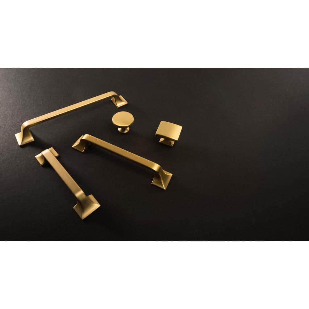 Brushed Golden Brass Round Cabinet Knobs 10-Pack