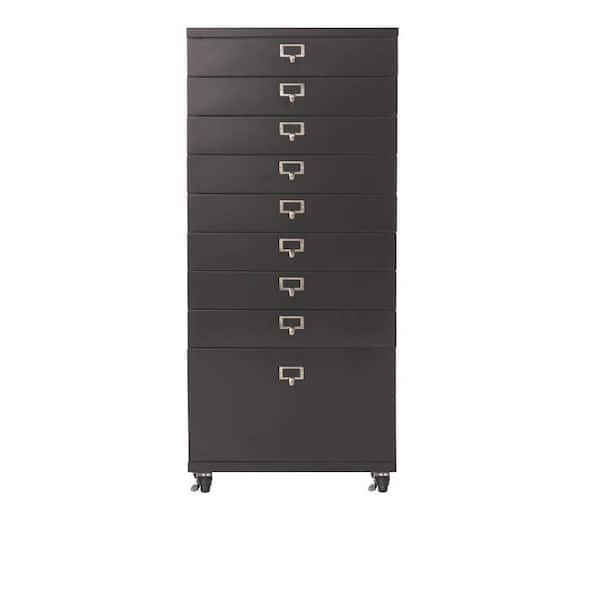 Home Decorators Collection Becker 9-Drawer Metal Cart in Black