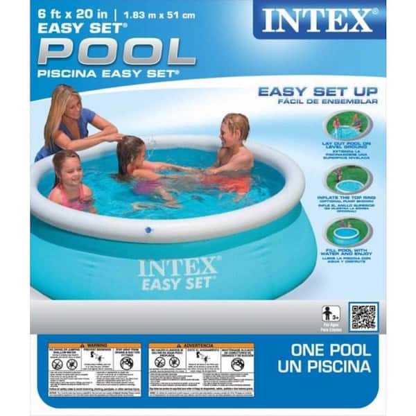 Intex 6ft x 20in Easy Set Inflatable Swimming Pool - Aqua Blue | 28101EH (54402E)