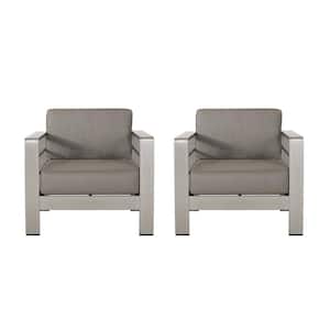 Miller Silver Aluminum Outdoor Lounge Chair with Sunbrella Canvas Taupe Cushions (2-Pack)