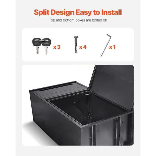 VEVOR Package Delivery Boxes for Outside, 38 Gal. Black Galvanized