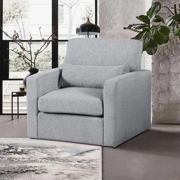 Lazzara Pegosa Gray Boucle Fabric Upholstery Swivel Chair