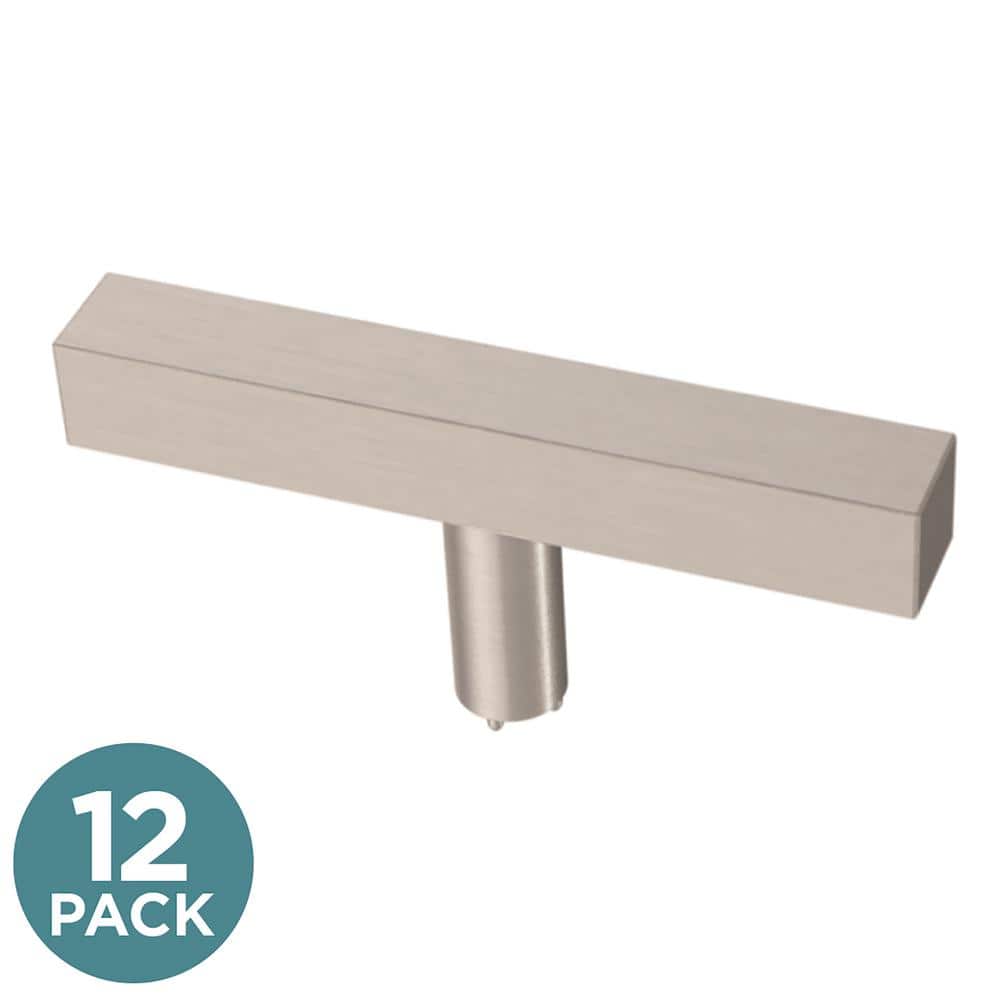 (12-Pack) Square Knobsble 3 in. (76 mm) Modern Satin Nickel T-Shaped Bar Cabinet Knobs price history on PriceWatchPro