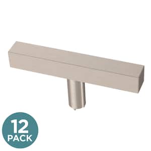 Square Bar Knobsble 3 in. (76 mm) Modern Satin Nickel Cabinet Knobs (12-Pack)