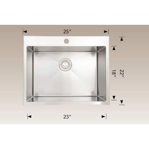 Unbranded 27 in. Chrome Undermount Laundry/Utility Sink - 16 Gauge Stainless Steel