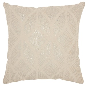 Lifestyles Ivory and Silver 18 in. x 18 in. Throw Pillow
