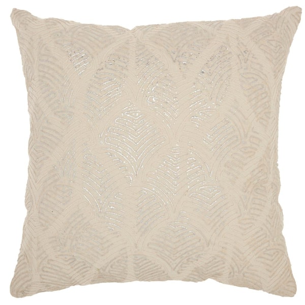 Mina Victory Lifestyles Ivory and Silver 18 in. x 18 in. Throw Pillow