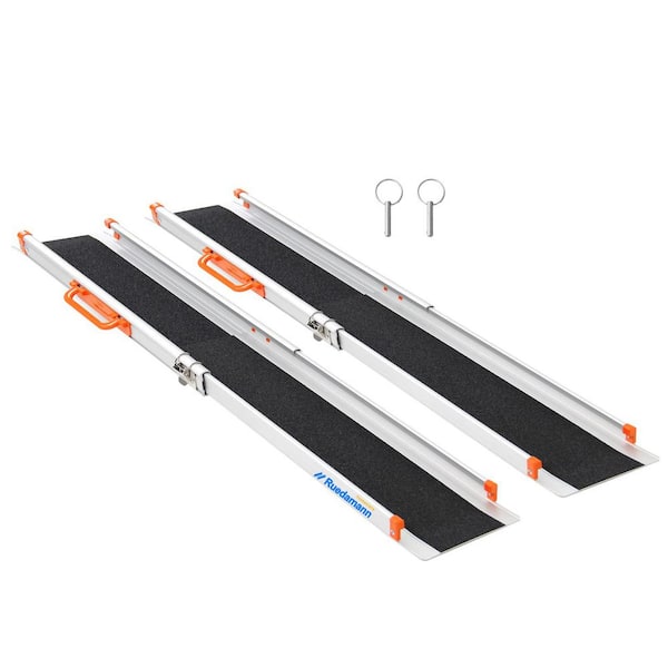 3-5 ft. 600 lb. Adjustable Aluminum Wheelchair Ramp, Portable Telescoping Non-Skid Surface Wheelchair Ramp for Home