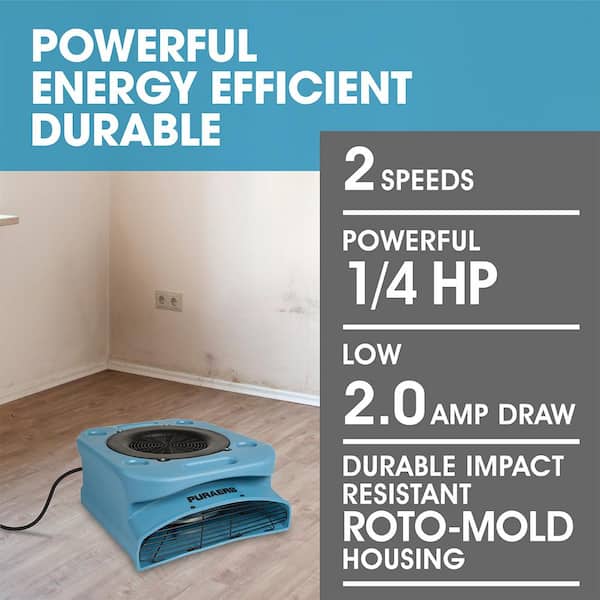 1100CFM 1/3 HP Air Mover Carpet Floor Dryer Blower Speed Adjust Home Commercial