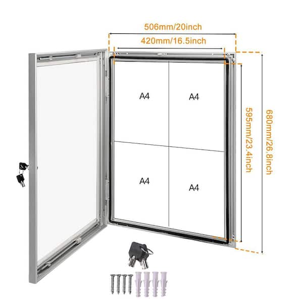 26.8 in. x 20 in. All-Weather Enclosed Bulletin Board with Lock, Cork (1-pack)