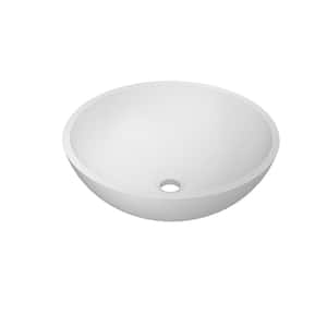 ILEANA 17 in . Round Vessel Bathroom Sink in White Matte Luxecast Solid Surface