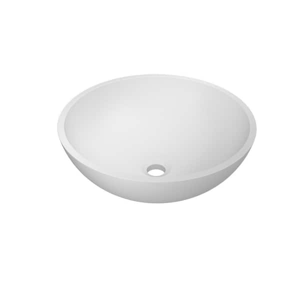 JACUZZI ILEANA 17 in . Round Vessel Bathroom Sink in White Matte Luxecast Solid Surface