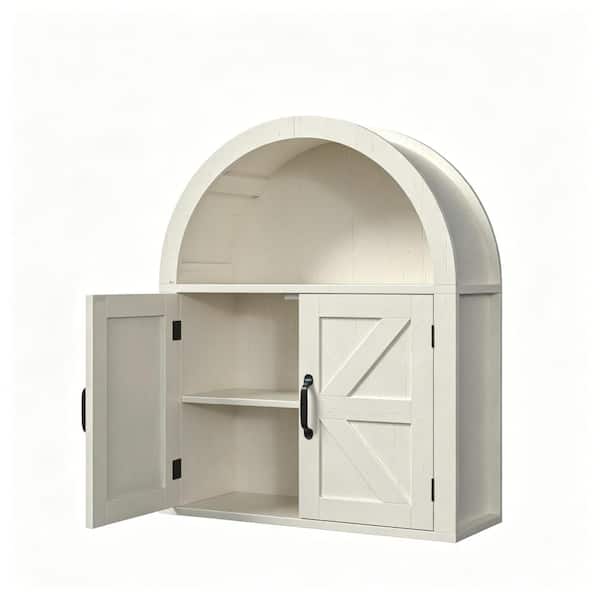 23.62 in. W x 28.74 in. H Rectangular Wood Medicine Cabinet without Mirror in White with Barn Door