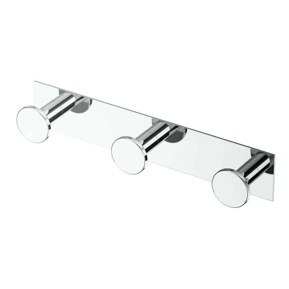 Polished Chrome 3-Hook Wall Mount Coat Rack