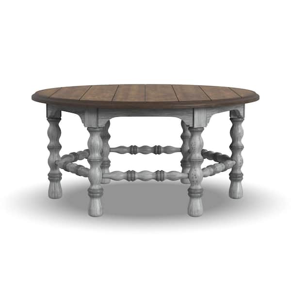 HOMESTYLES Elkins 38 in Gray Round Wood Coffee Table