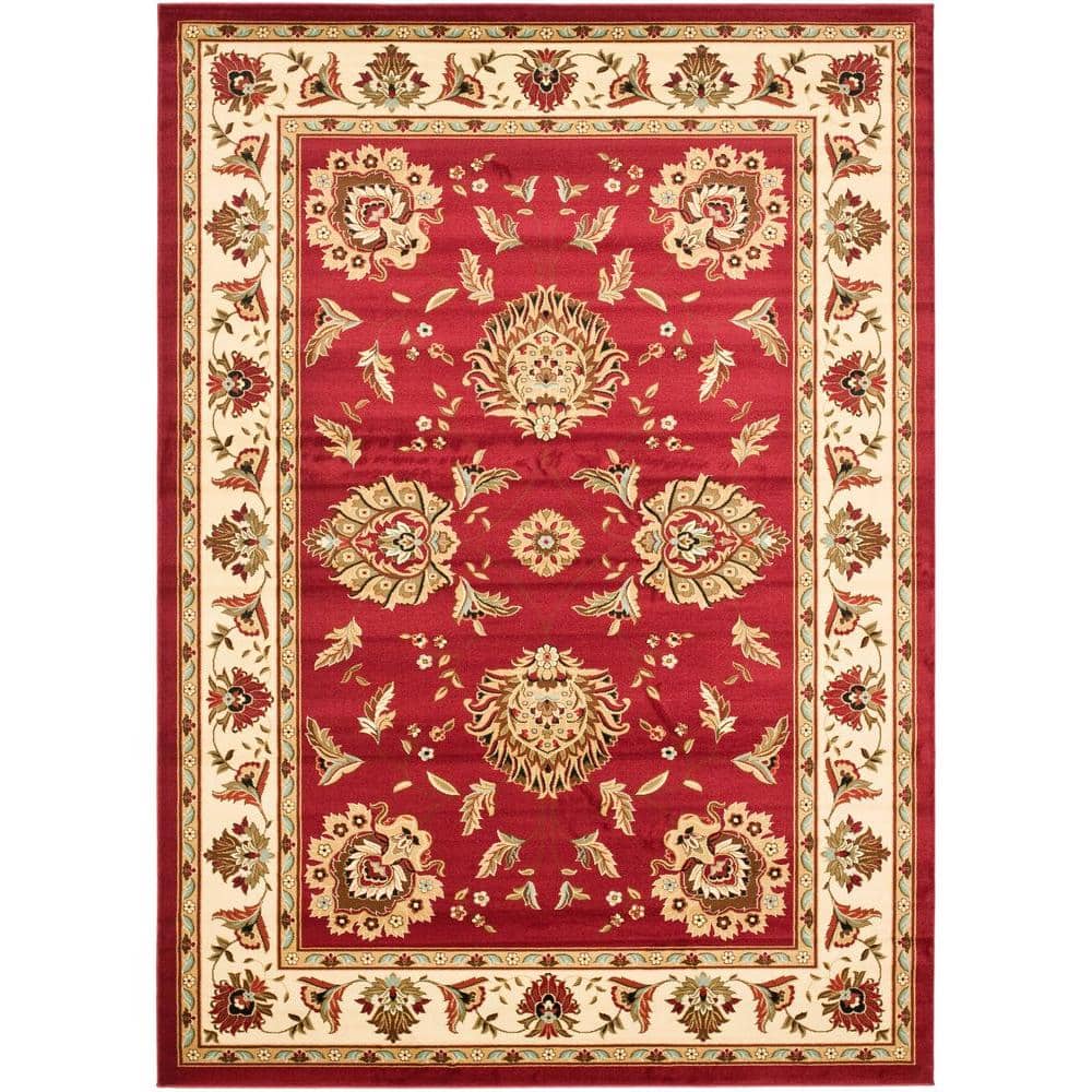 Lyndhurst Red/Ivory 7 ft. x 10 ft. Border Geometric Floral Area Rug price history on PriceWatchPro