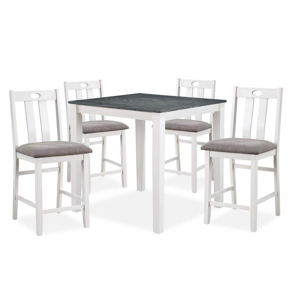 Furniture of America Peavine 5-Piece Square Wood Top White and Gray ...