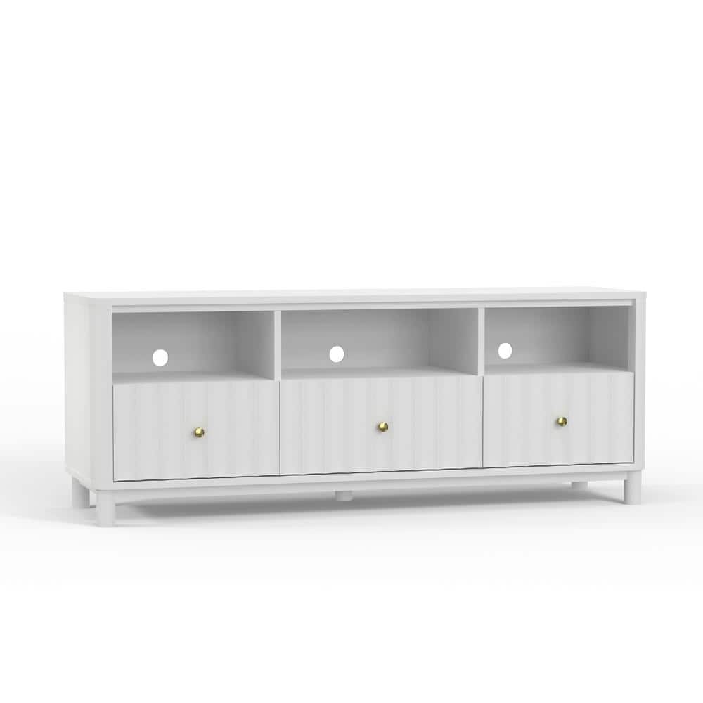 Stapleton 18 in. L White Rectangle Wood Console Table with Solid Wood