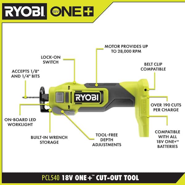RYOBI - ONE+ 18V Cut-Out Tool Kit with 1.5 Ah Battery and Charger