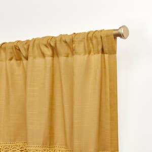 Dunbar Honey Gold Solid Light Filtering Rod Pocket Curtain, 50 in. W x 84 in. L (Set of 2)