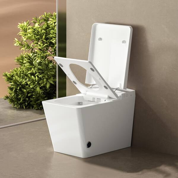 JimsMaison Square Bidet Toilet 1.28 GPF Matte Black with Auto Flush and Heated Seat