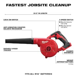 M18 18V Lithium-Ion Cordless Compact Blower with (1) 5.0Ah Battery and Charger