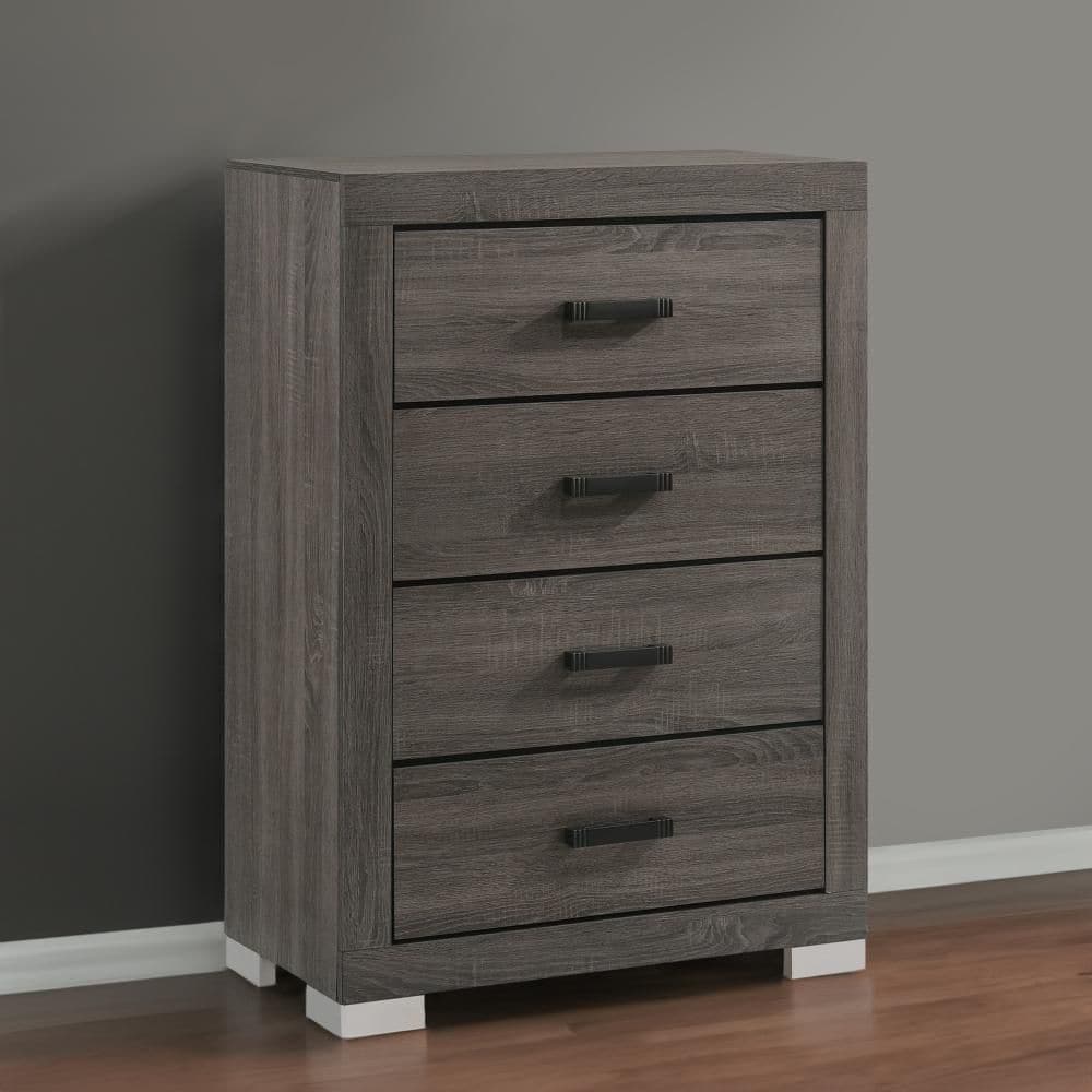 16 in. Gray and Black 4-Drawer Wooden Tall Dresser Chest of Drawers price history on PriceWatchPro