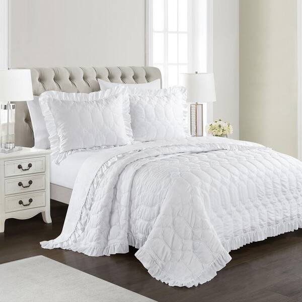 James Home Framed White Stitch Ultra-Soft Microfiber King Quilt Set