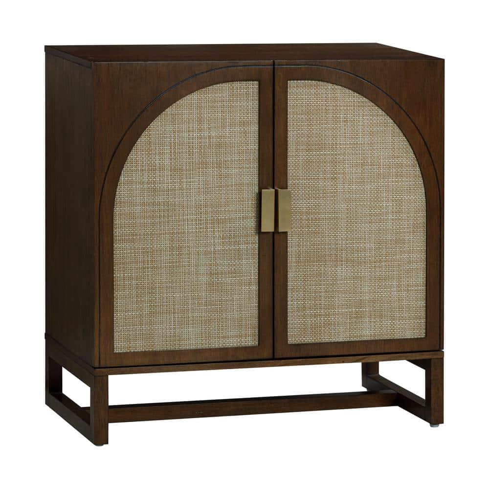 Paxton Dark Brown Wood Storage Cabinet with Rattan Doors