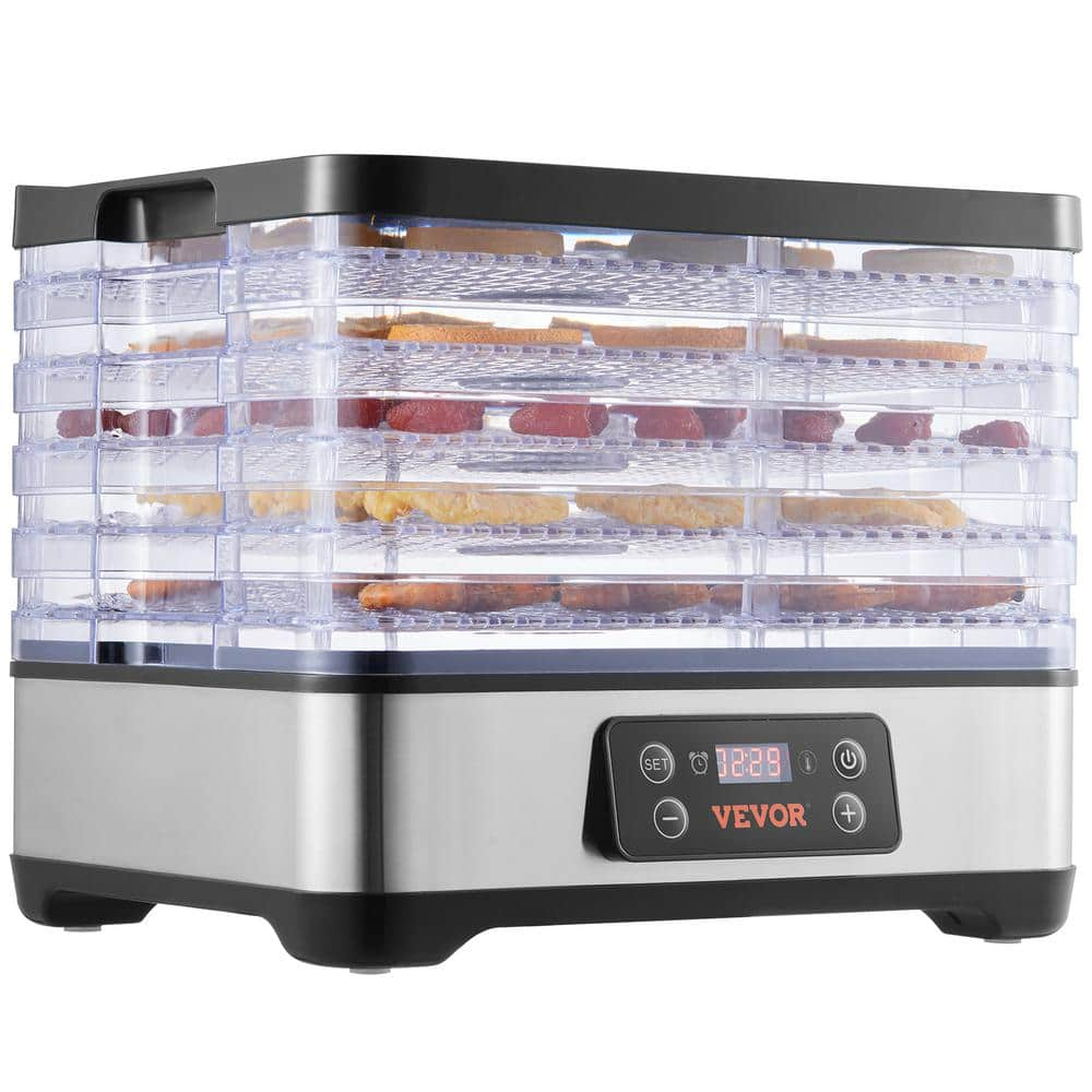 VEVOR Food Dehydrator Machine 5-Tray Fruit Black Dehydrator 300W Electric  Food Dryer SPFG50548300WWHRPV1 - The Home Depot