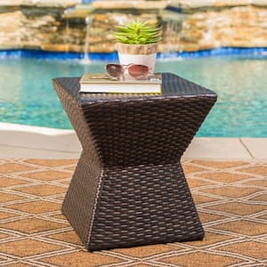 Square Faux Rattan Outdoor Side Table