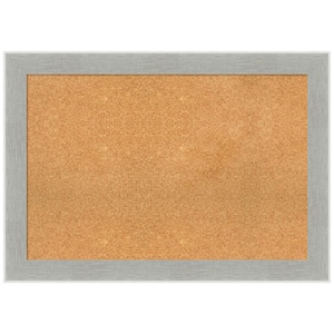Glam Linen Grey 41.12 in. x 29.12 in. Framed Corkboard Memo Board