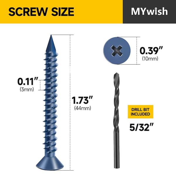 3/16 in. x 1.75 in. Flat Phillips Head Concrete Screws (100-Piece)