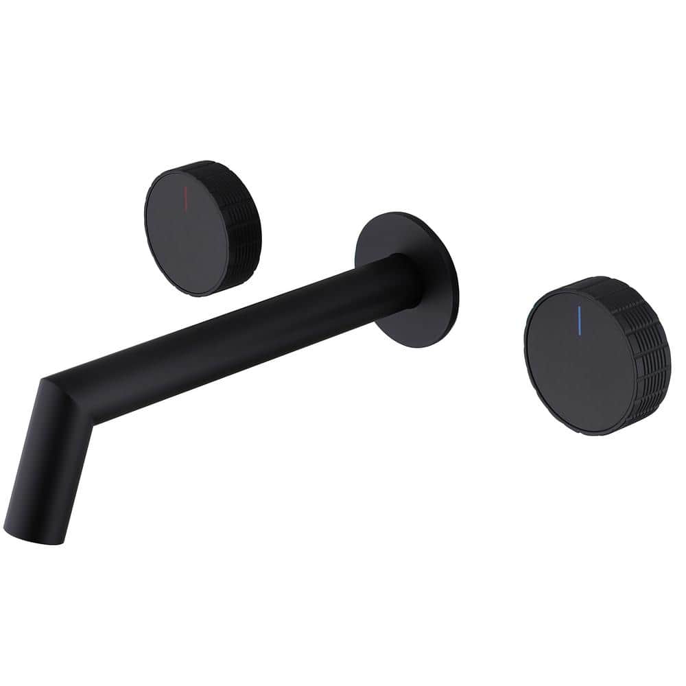 Tomfaucet Double Handle Wall Mounted Bathroom Sink Faucet in Matte Black TFK0295MB The Home Depot