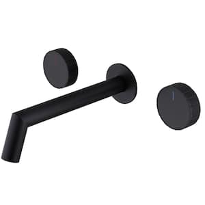 Double Handle Wall Mounted Bathroom Sink Faucet in Matte Black