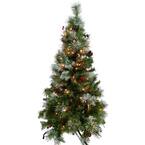 4 ft. Pre-Lit Frosted Carolina Berry Spruce Artificial Christmas Tree, Clear Lights