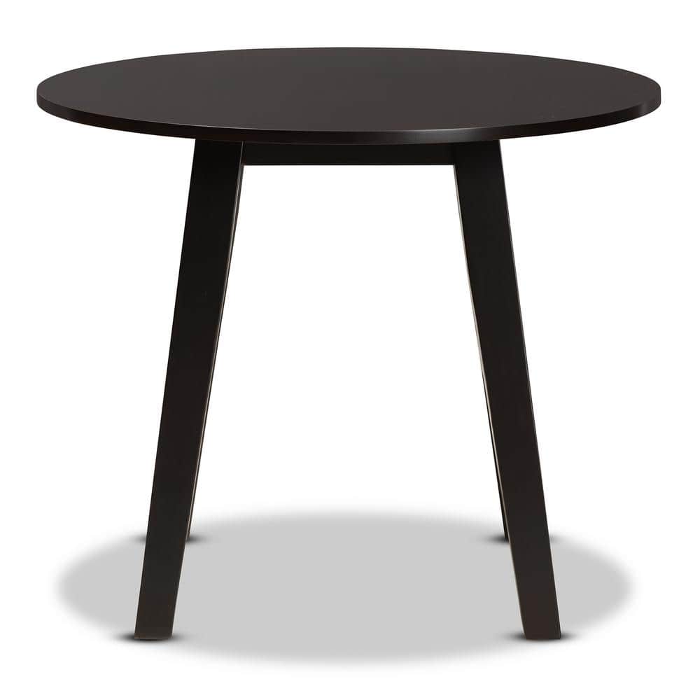 Ela Dark Brown Round Wood Dining Table with Splayed Legs