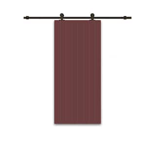30 in. x 84 in. Maroon Stained Composite MDF Paneled Interior Sliding Barn Door with Hardware Kit