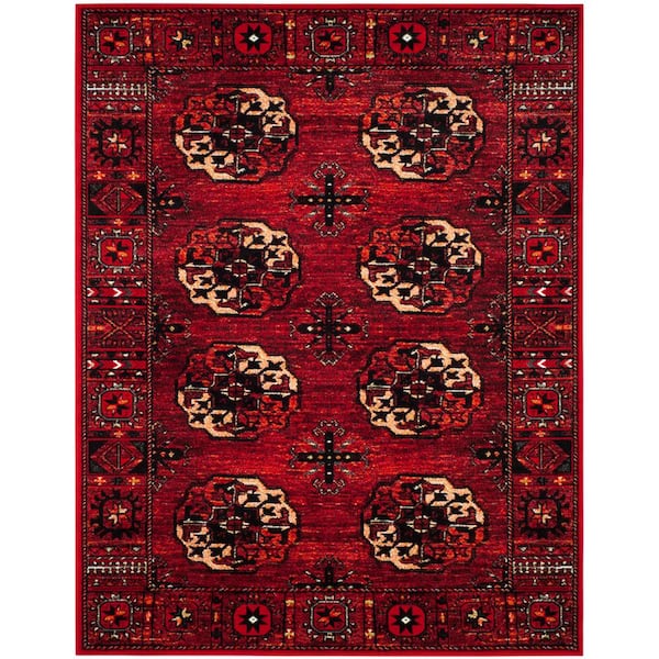 SAFAVIEH Vintage Hamadan Red/Multi 8 ft. x 10 ft. Border Floral Medallion Area Rug