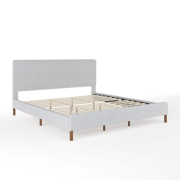 MARTHA STEWART Britta Gray Wood Frame King Platform Bed with ...