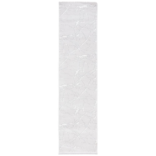 SAFAVIEH Whisper 2 ft. x 8 ft. Gray/Ivory Marble High-Low Runner Rug