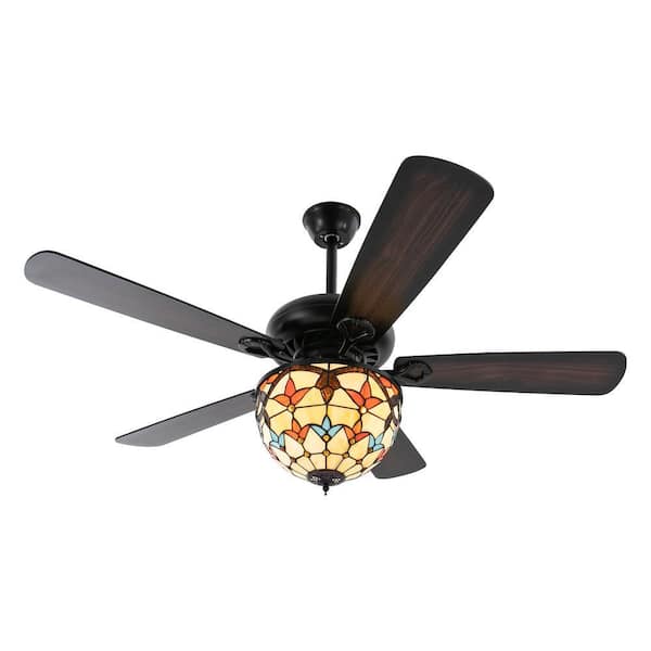 52 in. Indoor Black Retro Standard Ceiling Fan with Remote for Bedroom Living Room Kitchen, No Bulbs Included