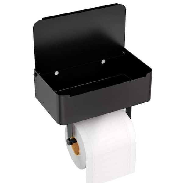 Delta Becker Matte Black Wall Mount Euro Toilet Paper Holder with Storage