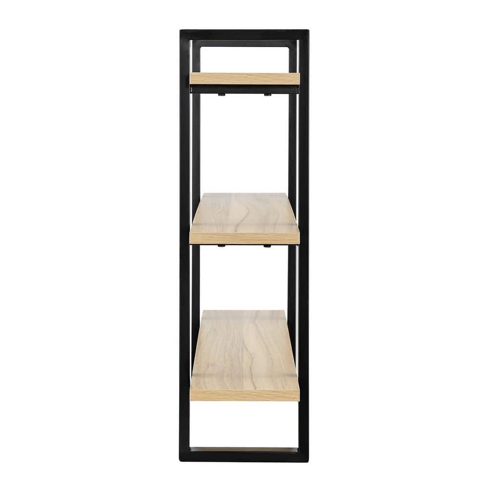 Chestnut and Iron 34'' Triple Tier Floating Wall Shelf