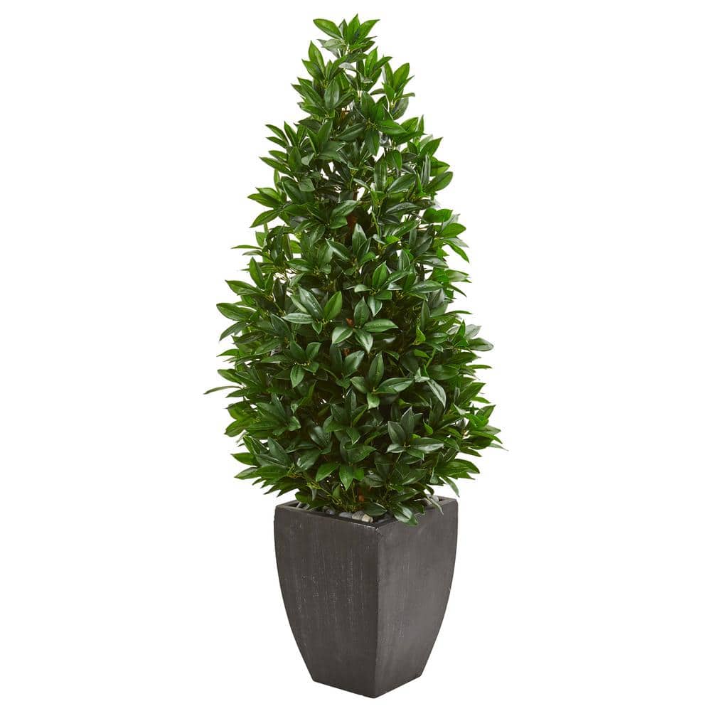Nearly Natural Indoor/Outdoor 56 in. Bay Leaf Cone Topiary Artificial