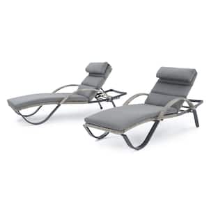 Cannes Patio Chaise Lounges with Charcoal Grey Cushions (2-Pack)