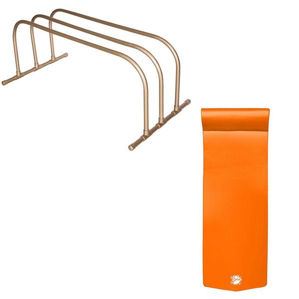 TRC Recreation PVC Pool Storage Drying Rack with 70 in. Lounger Float Orange
