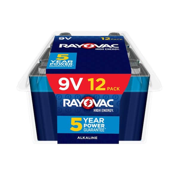 High Energy 9V Batteries (12-Pack), Alkaline 9 Volt Batteries